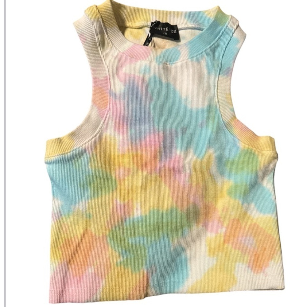 White Fox top tank cropped stretch XS stretch ribbed sleeveless NEW